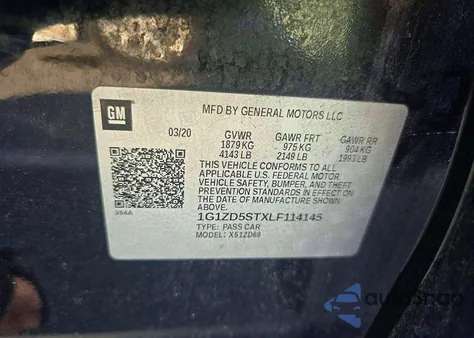 2020 Chevrolet Malibu Lt z USA, uszkodzony, nr VIN 1G1ZD5STXLF114145